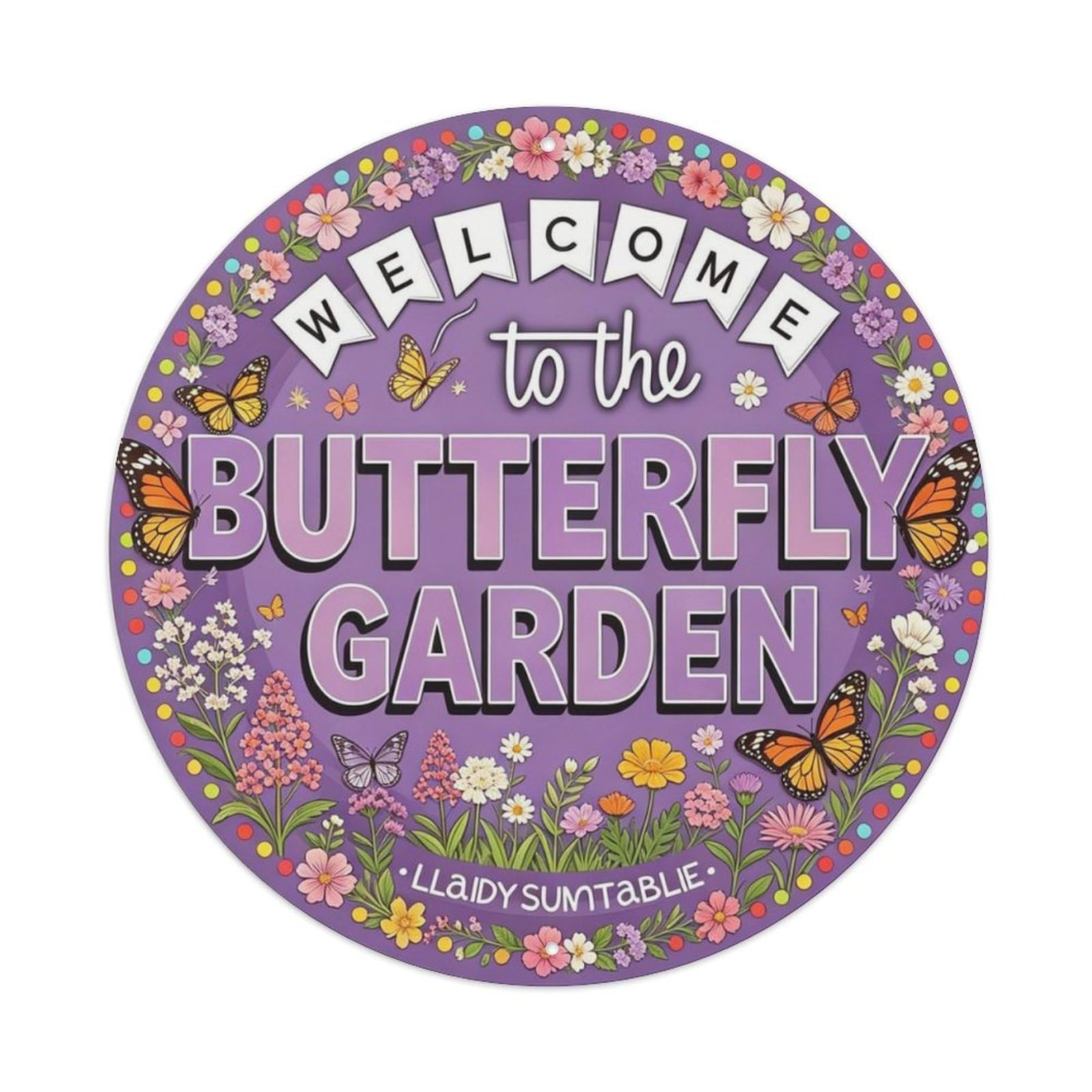 Butterfly Garden Pollinator Metal Tin Sign Plaque