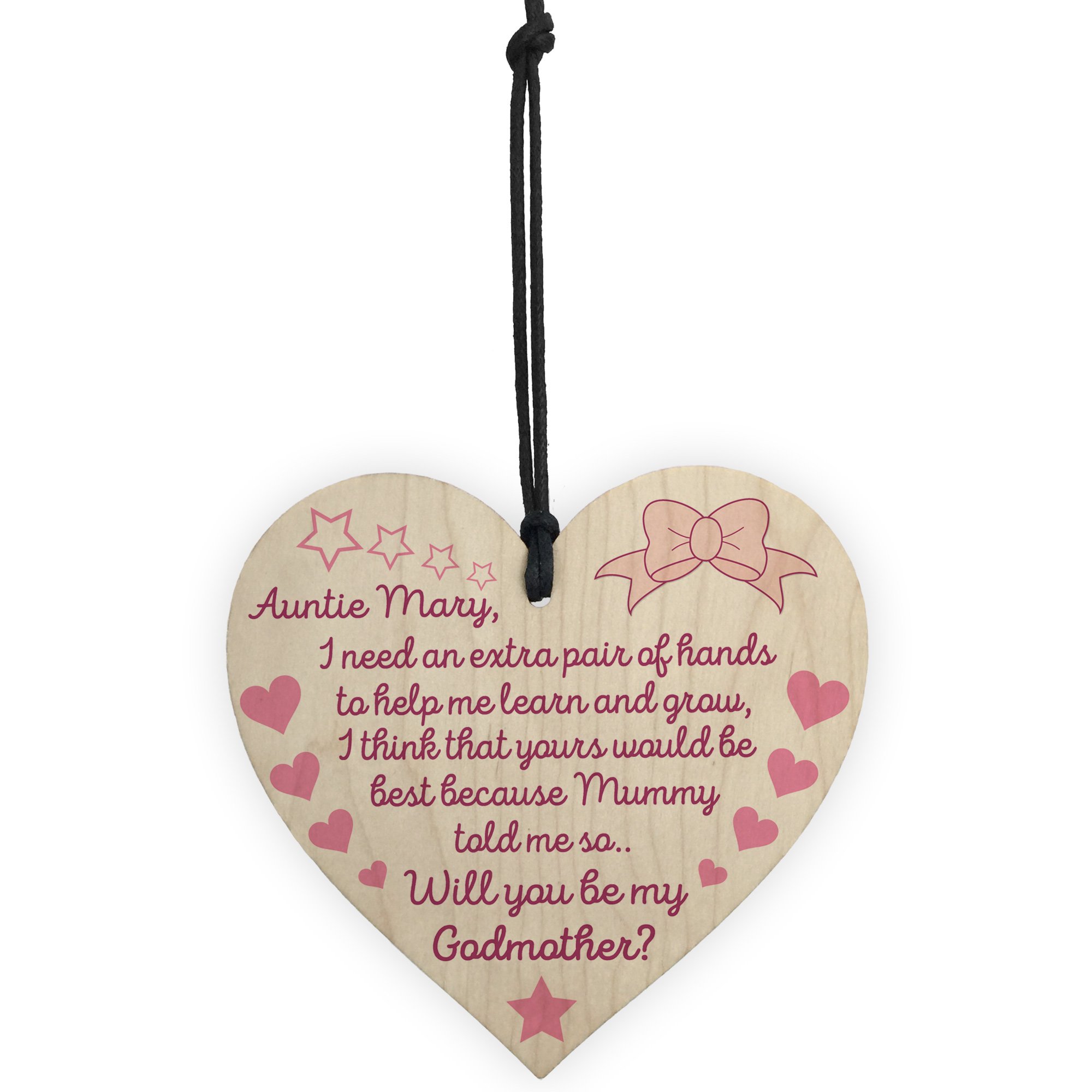 Red Ocean Personalised Will You be My Godmother Godparent Hanging Plaque Baby Gift Sign