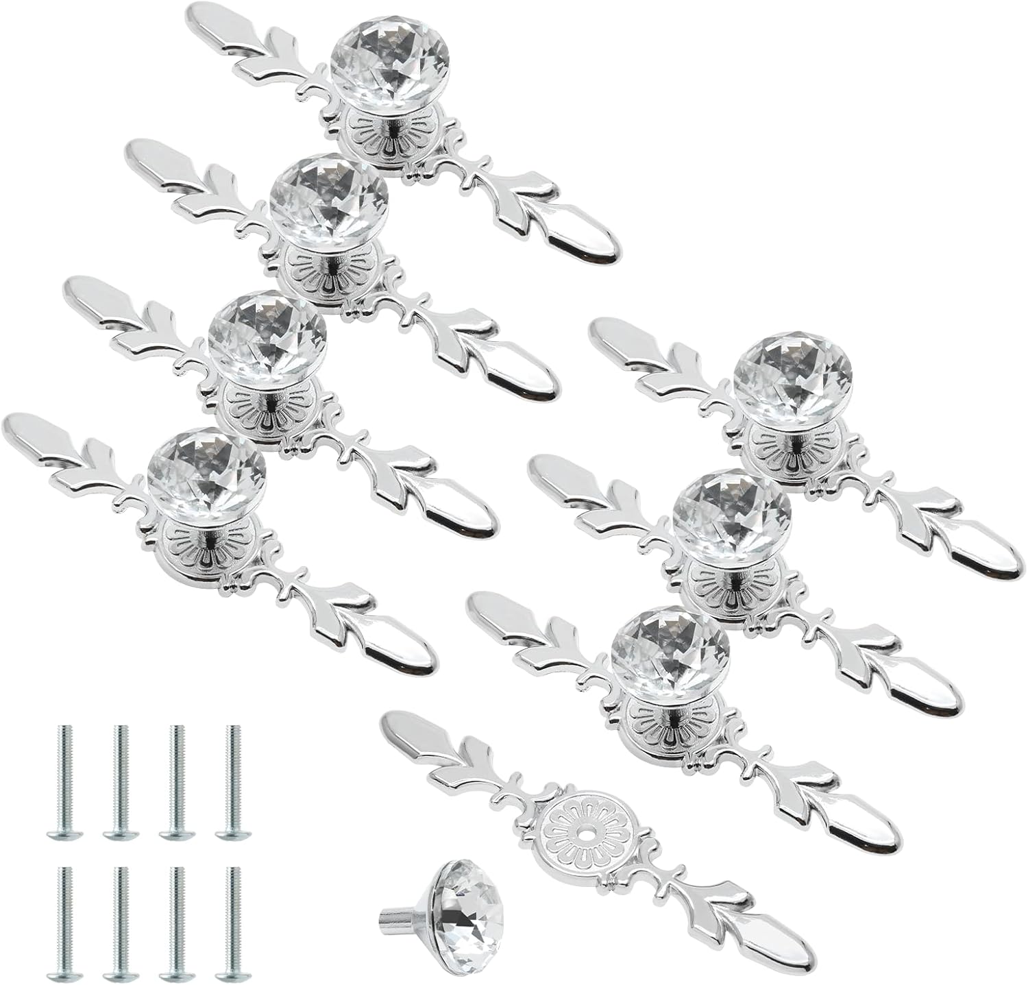 Cjueiom 8 Pack Crystal Cupboard Door Handles 116mm Diamond Drawer Knobs