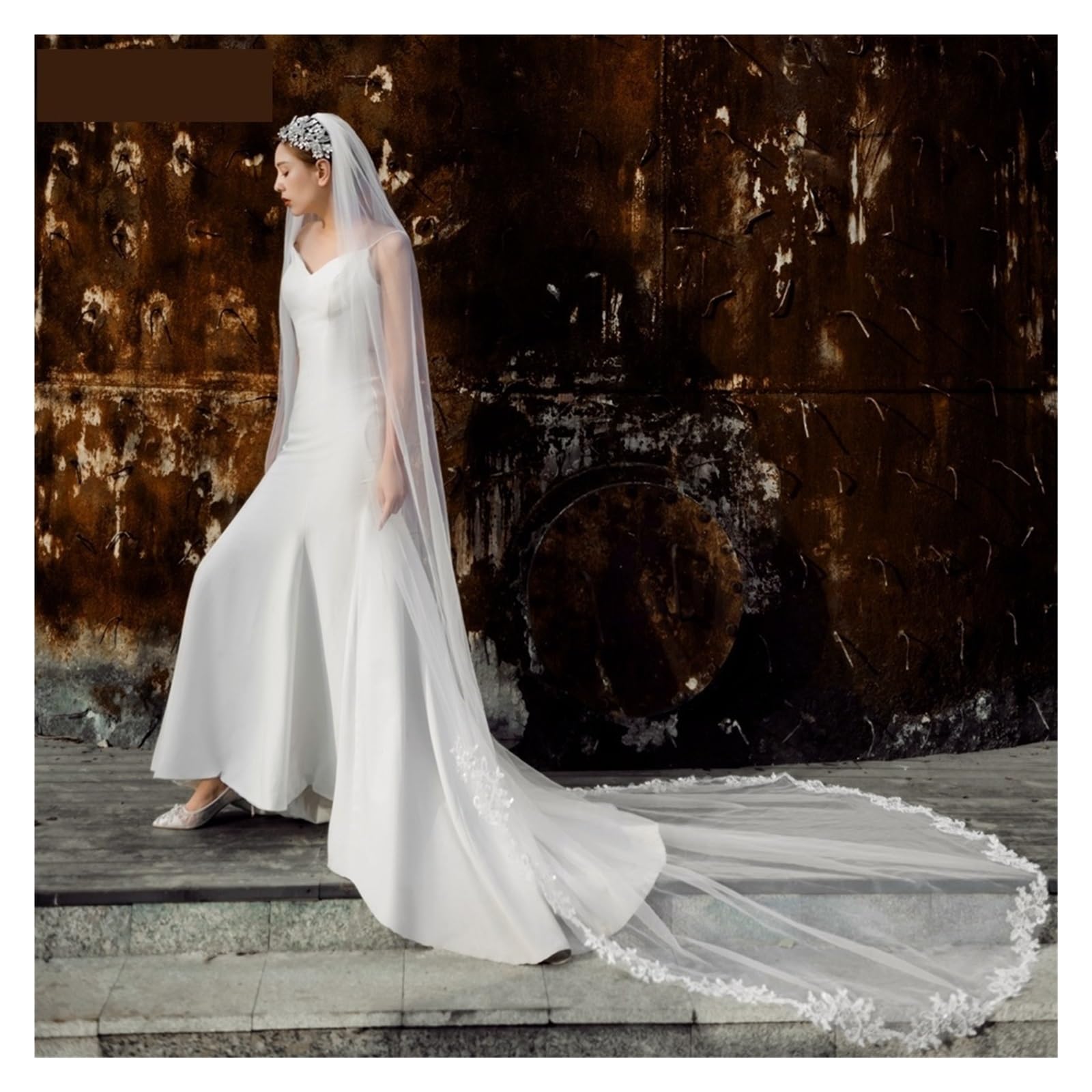 Velo para Novias Velos de novia de longitud con apliques de encaje Velo de novia hecho a mano for mujer Velo de novia largo blanco / marfil para Boda Fiesta Decoración Ducha Nupcial(Off white,200cm)