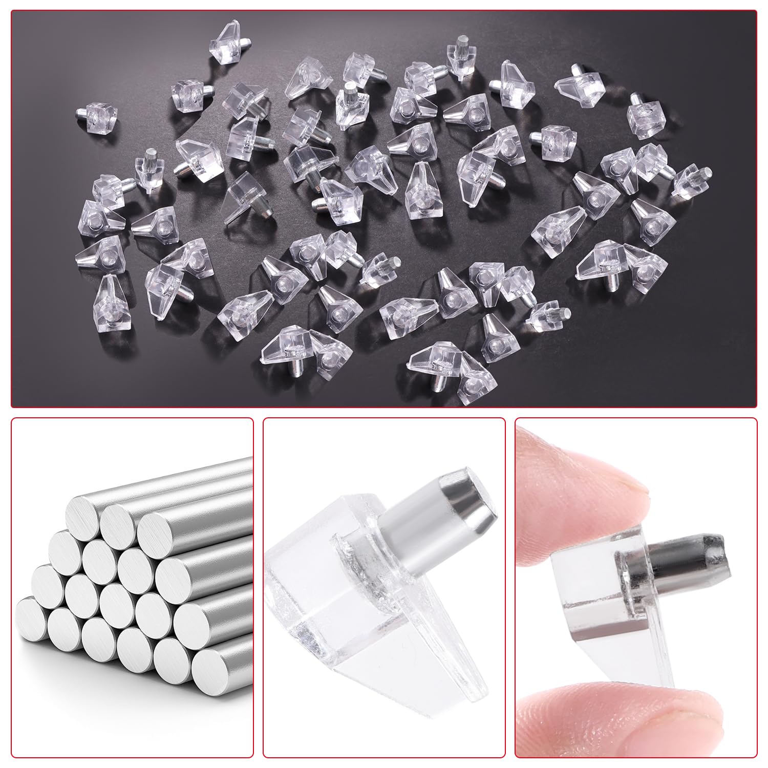 YIXISI 50 PCS 5mm PVC Shelf Support Pegs, Shelf Support Pegs Pins, for Kitchen Cabinet Bookcase Furniture - Image 3