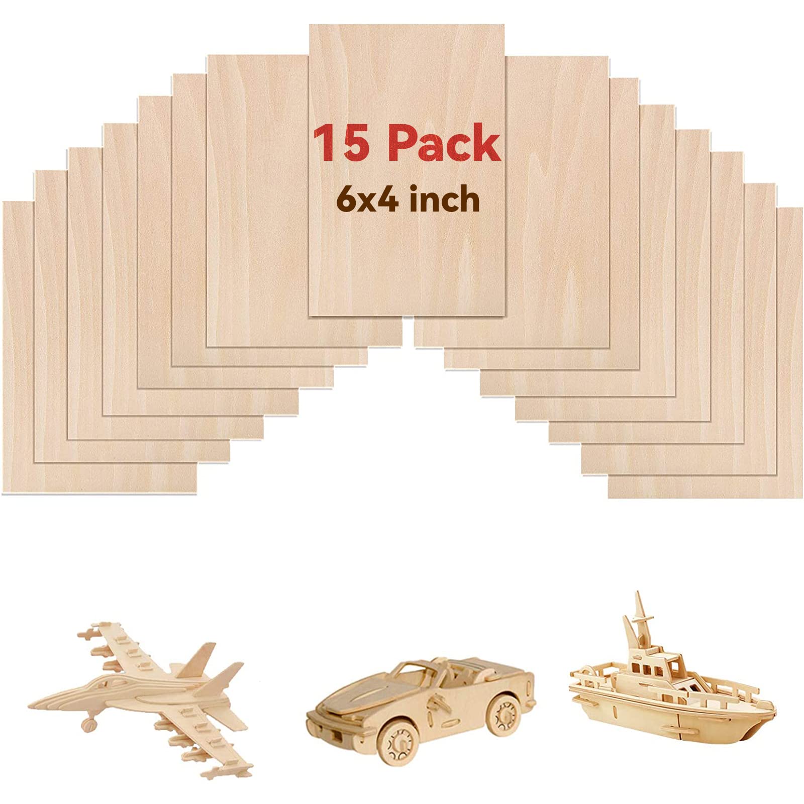 Buy 15 Pack 6”x4” Basswood Sheets for Crafts 2mm Thin Cricut Wood
