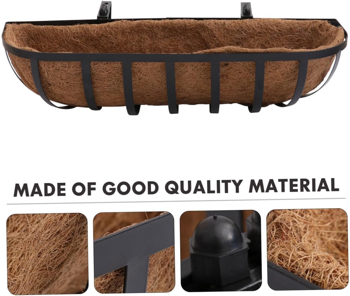 Iron Art Wall-Mounted Flower Basket with 24-inch Coconut Palm Liner, Hanging Planter for Balcony and Indoor Plants, Decorative Sundries Container and Flowerpot Holder