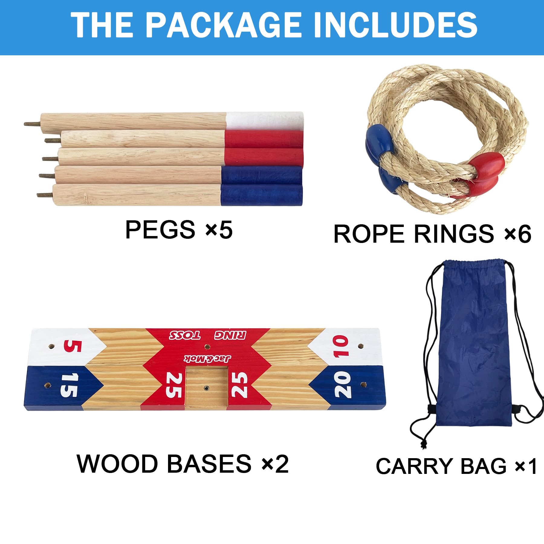 wooden Ring Toss Games, Premium Quoits Garden Game Set, Throwing Tossing Game (Modern), color, L - Image 2