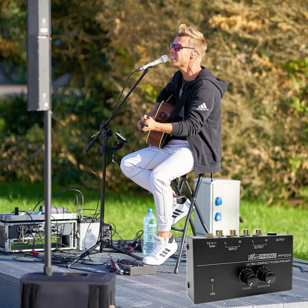 Preamplificatore giradischi MM ingresso uscita RCA stereo livello amplificatore 12 Volt