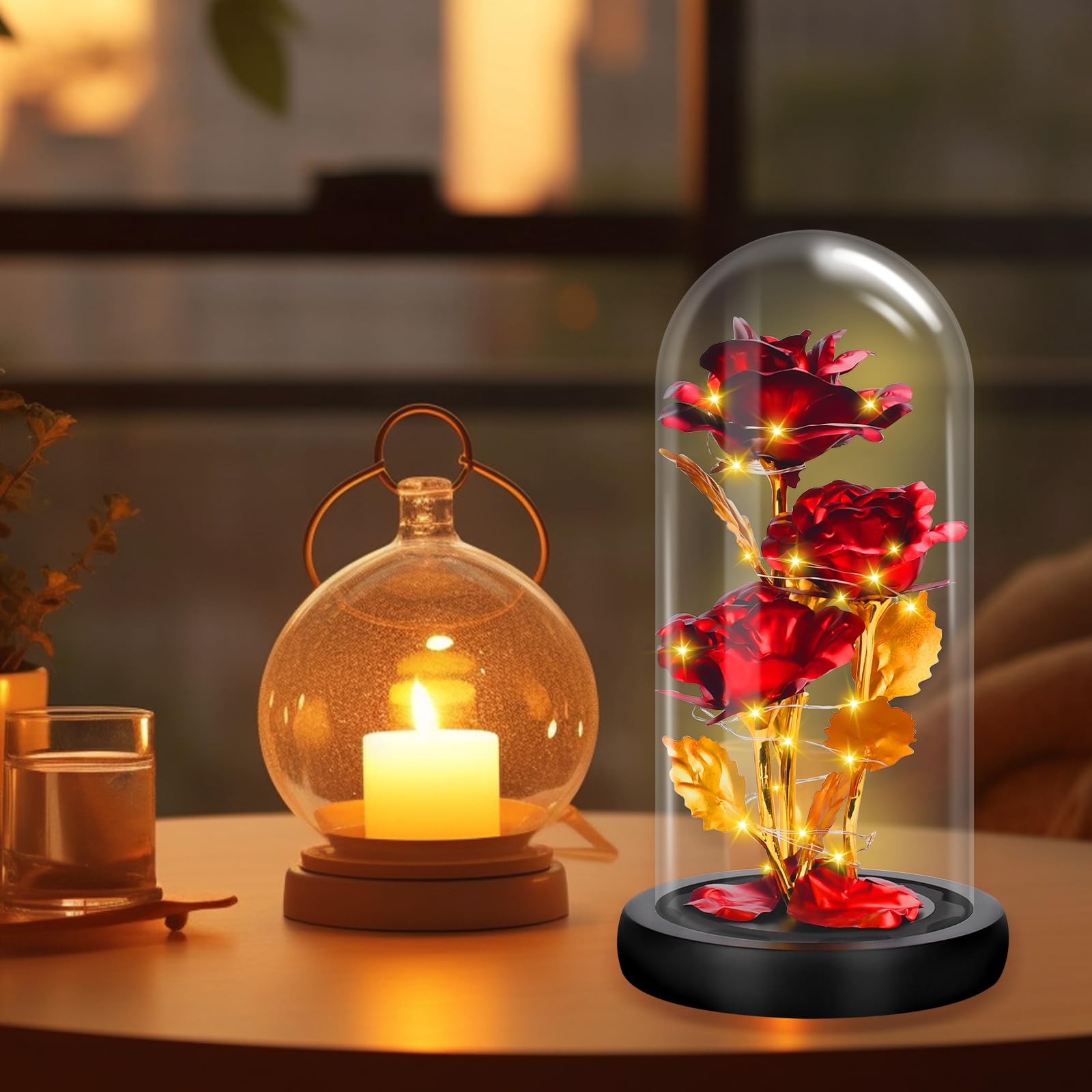 Rosa Eterna Sotto Cupola Di Vetro Con LED - Kit Regalo Romantico Per Amore, Anniversari E Feste - Foto 10