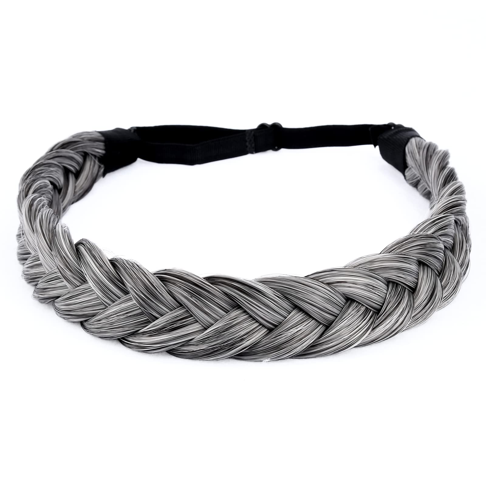 Gledola 2 Strands Fishtail Plaited Braids Headband Braided Synthetic Hair Elastic Stretch, Hair Accessory for Bride Women