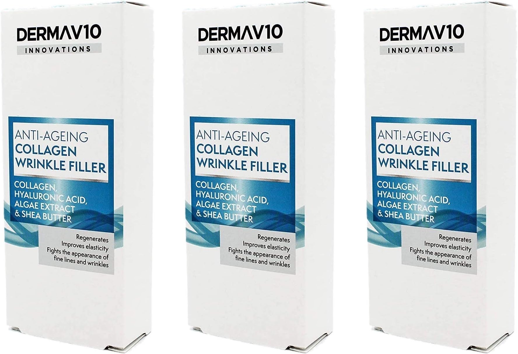 Derma V10 Anti-Ageing Collagen Wrinkle Filler With Hyalauronic Acid, Algae Extract & Shea Butter (3 Pack)