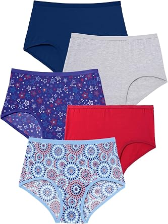 Comfort Choice Plus Size Full Coverage Stretch Cotton Brief 5 Pack