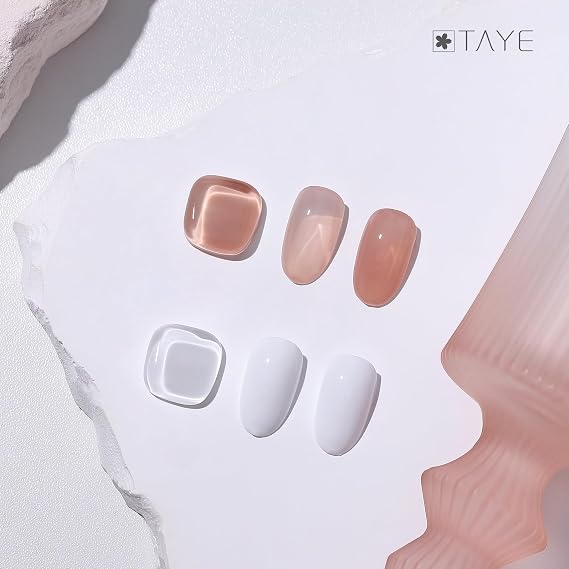 TAYE French Gel Nail Polish Set Natural Skin Tone with Milk White 3 Styles Bubble French Manicure Nail Tip Sticker Sheets for French Tip Manicure Kit Soak Off UV Cure Art Manicure Diy at Home & Salon