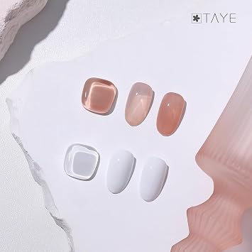 TAYE French Gel Nail Polish Set Natural Skin Tone with Milk White 3 Styles Bubble French Manicure Nail Tip Sticker Sheets for French Tip Manicure Kit Soak Off UV Cure Art Manicure Diy at Home & Salon