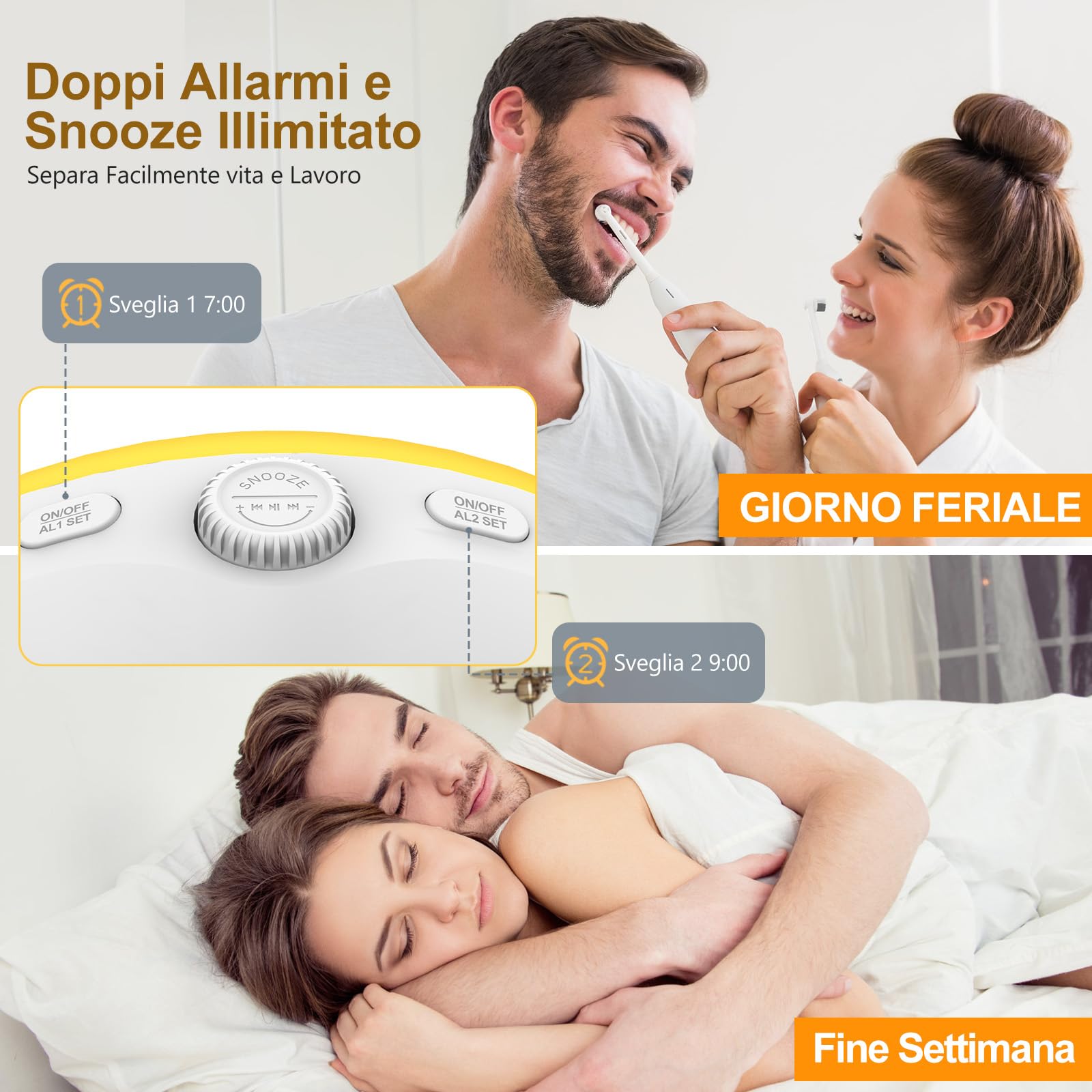 Sveglia Alba Bluetooth, Wake up Light Luce Sveglia,Sveglia da Comodino | Simulazione Alba/Tramonto, Doppio Allarme, 17 Colori, 22 Suoni Naturali, Snooze, Radio FM, Controllo Rullo
