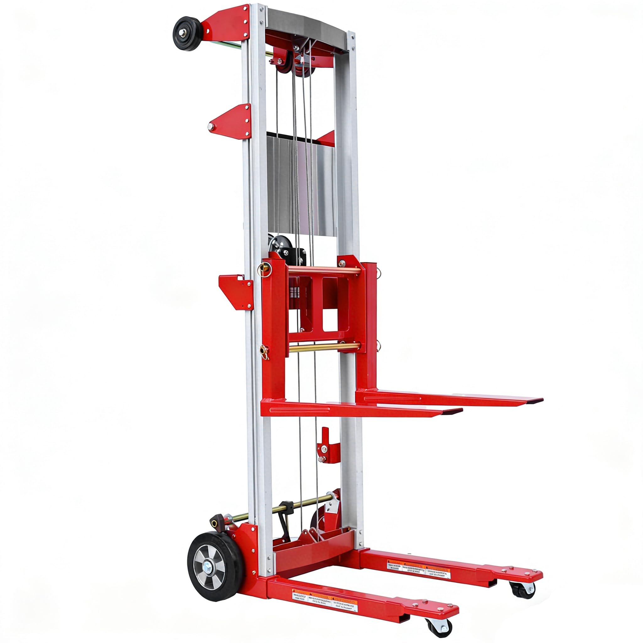 ELOMBR 122" Material Lift Winch Stacker, 400 lbs Capacity Manual Material Lifts, Fixed Straddle Material Lifter, Hand Winch Lift Trucks for Warehouse,