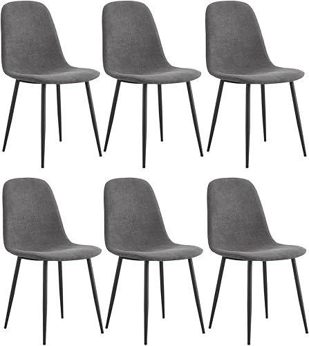 Miniatura 3 de gopop Juego de 6 sillas de comedor, modernas sillas de comedor de cocina, sillas laterales tapizadas para comedor en piel sintética, respaldos de