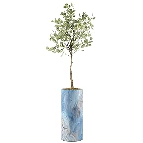 SIGNWIN Eucalyptus Tree with Blue & Tan Watercolor...