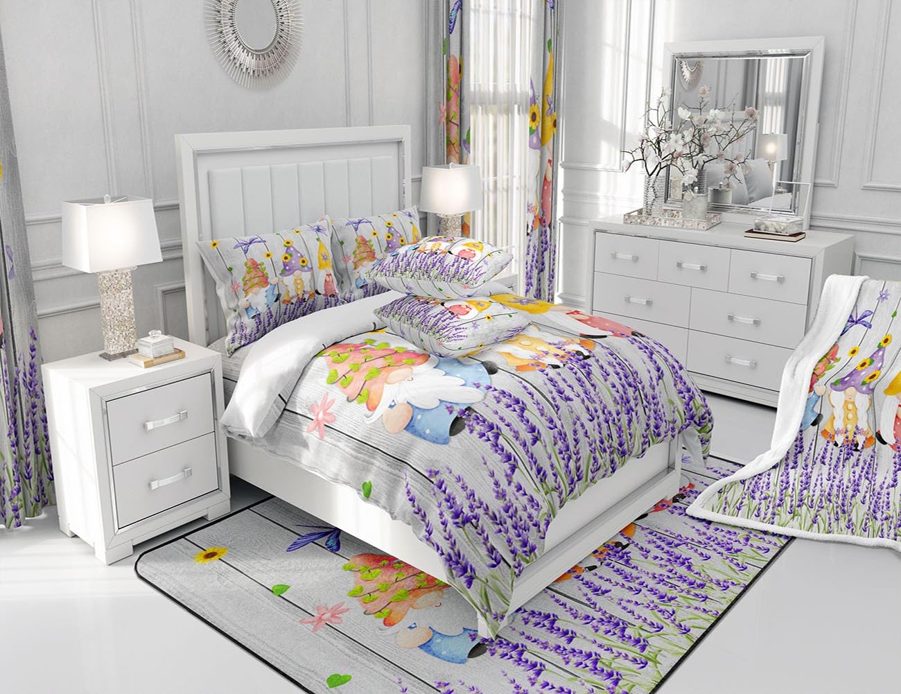 Coperta In Pile Con Gnomo E Girasole – Morbida E Calda, 150x150 Cm, Per Divano E Letto