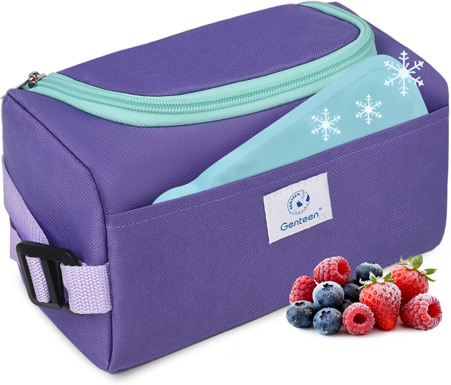 Genteen Small Cooler Bag with Ice Pack,Insulated Lunch & Snack Tote