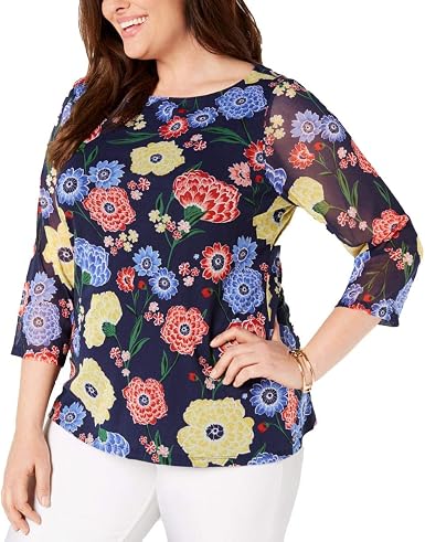 Charter Club Womens Plus Mesh Floral 