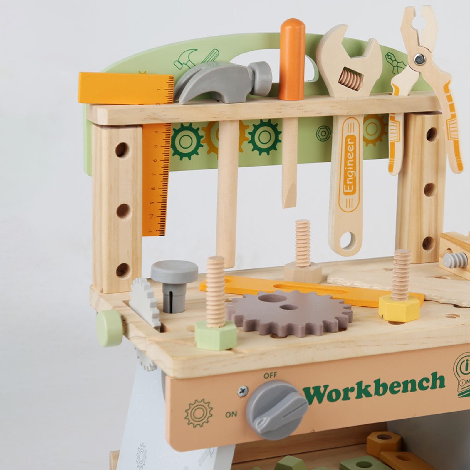 Kinder Werkbank Spielzeug Holzspielzeug Werkzeugbank Werkzeugset mit Schraubendreher Und Hammer Fördert Kreativität Und Lernfähigkeit für Geschenk