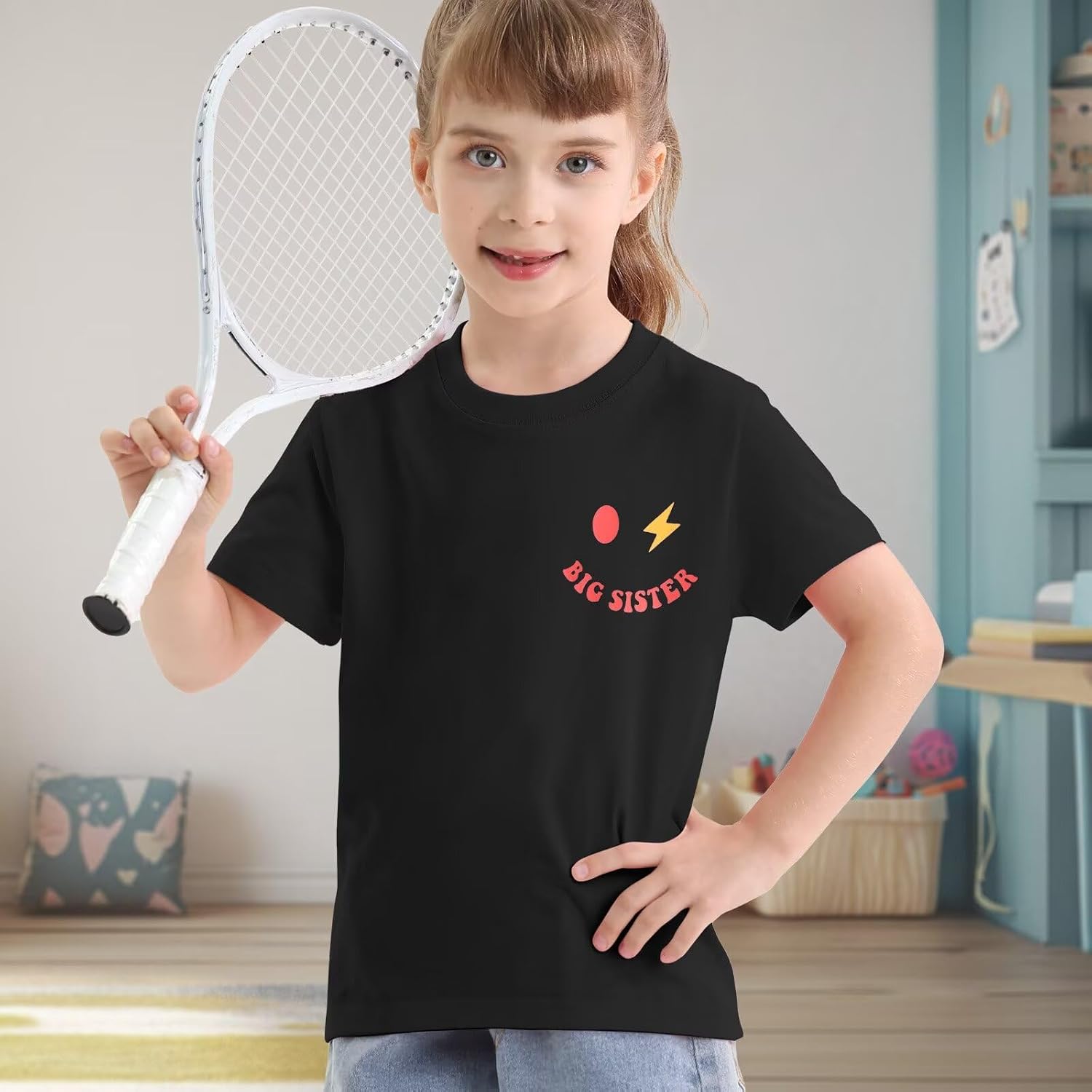 Big Sister Shirts for Girls Baby Cool Big Sis Club Shirt Cotton Graphic Tees for Baby Girl Clothes
