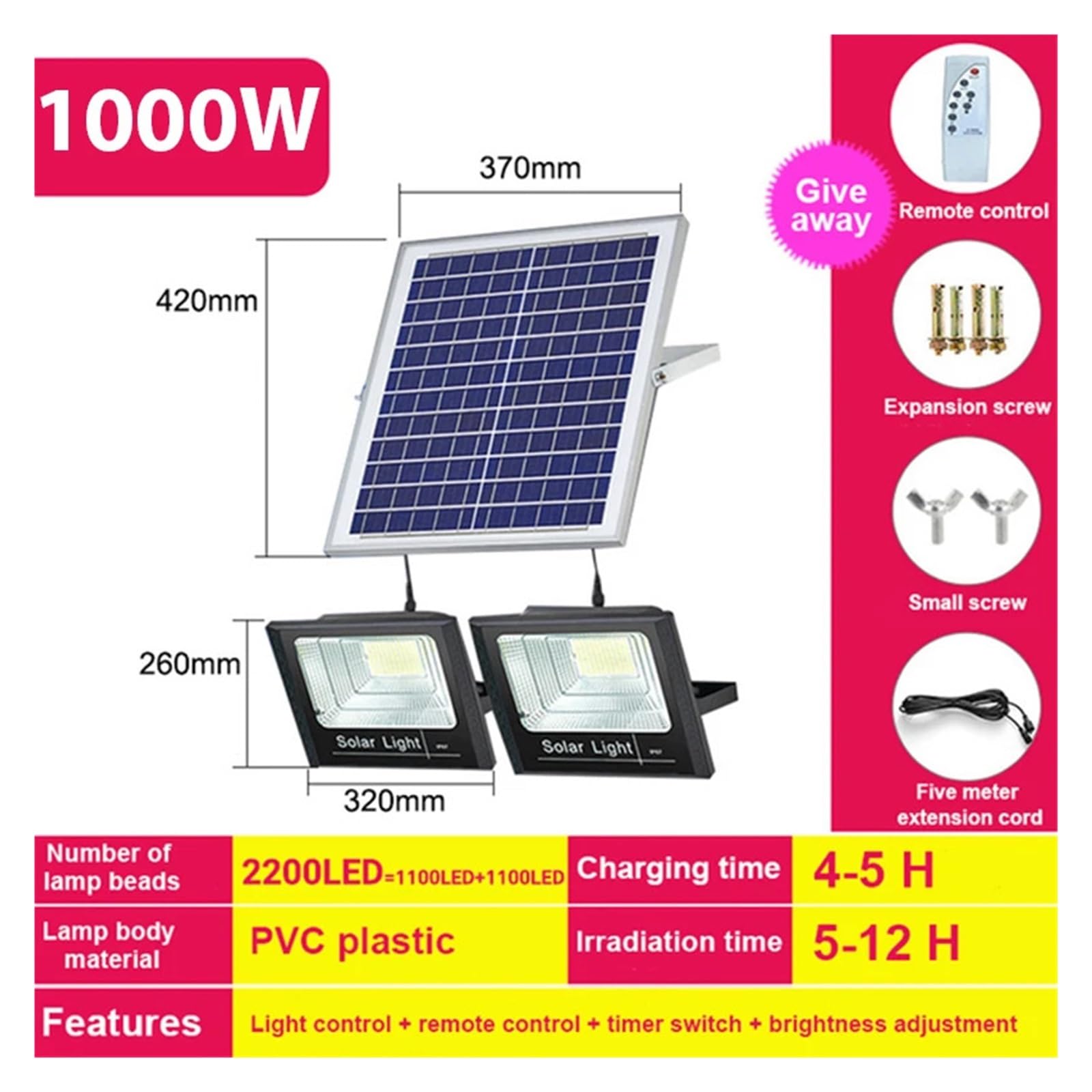 Lampa solarna zewnętrzna, 2-głowicowe zewnętrzne reflektory solarne Aluminiowy wodoodporny super jasny słoneczny kinkiet uliczny ze zdalnymi zewnętrznymi światłami słonecznymi