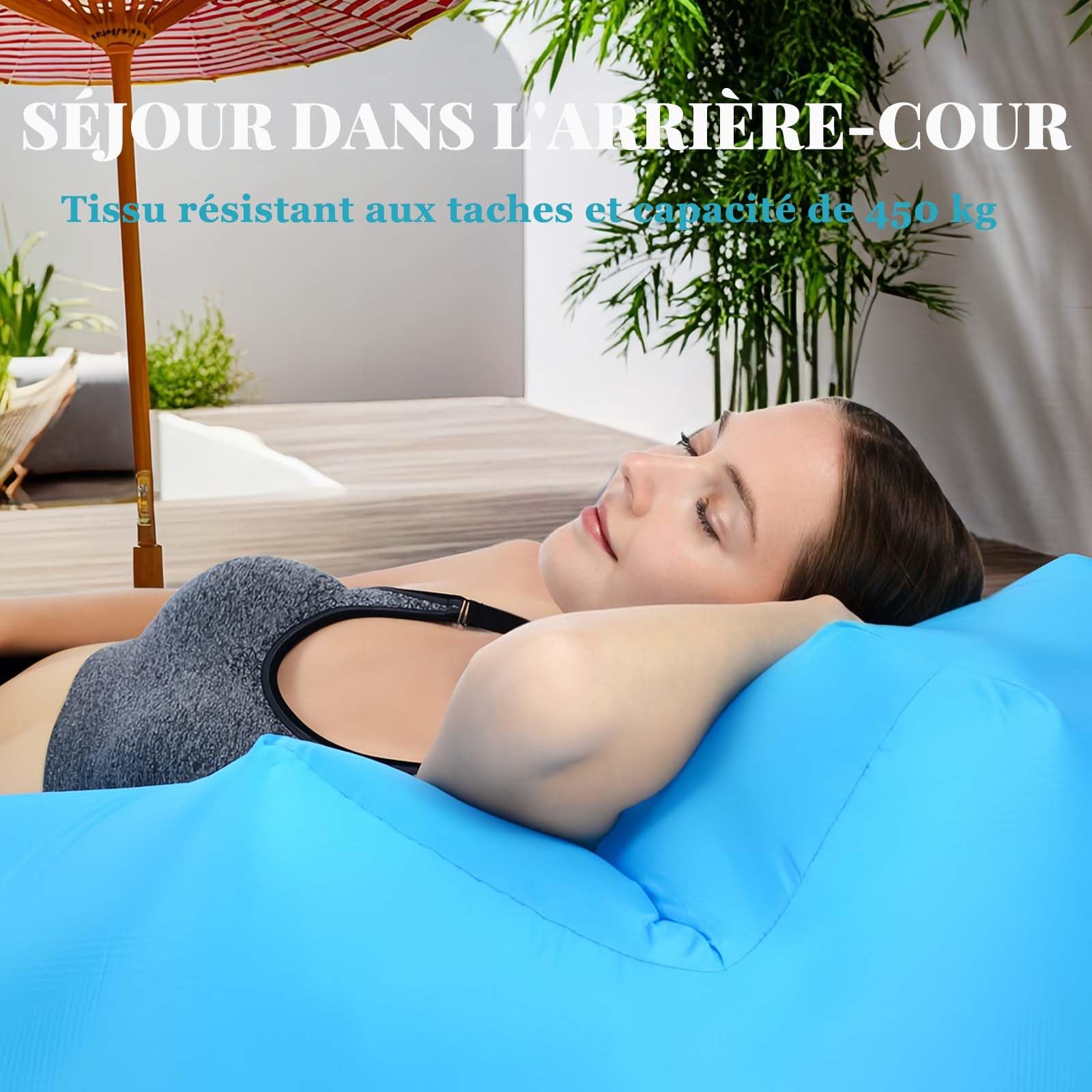 Hamac Gonflable,Sofa d'air Imperméable à L'eau Avec le Paquet portatif, Lit d'air de Sofa Gonflable de Fainéant Paresseux pour Cour, Lac, Plage, Camping, Pique-niques et Les festivals de Musique