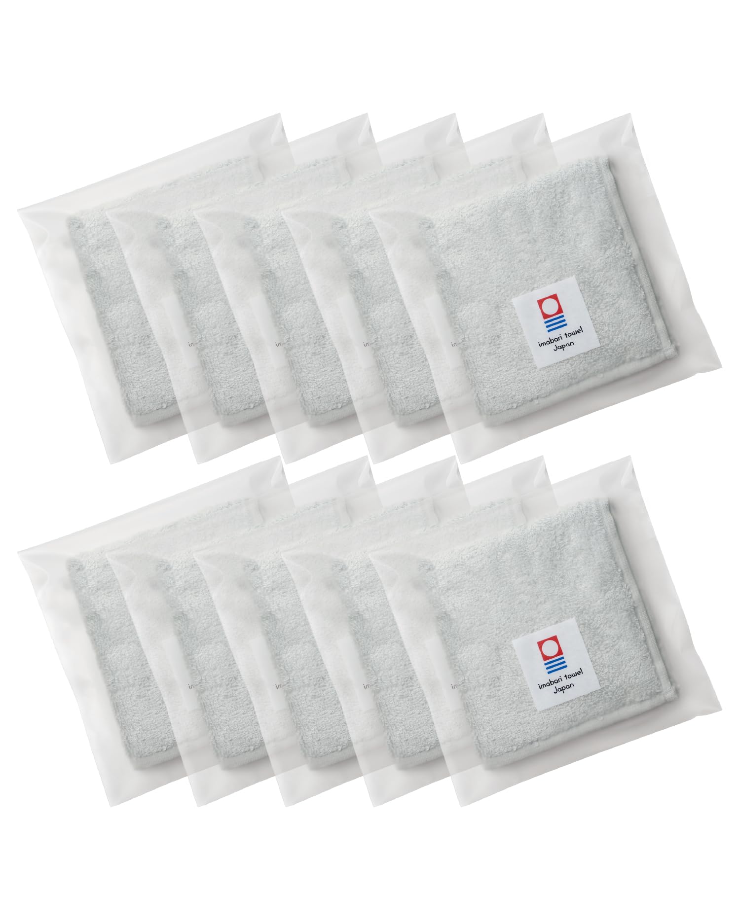 Imabari Towel Handkerchief Set of 10 Ice Gray Wrapped 8.7in Cotton Japan