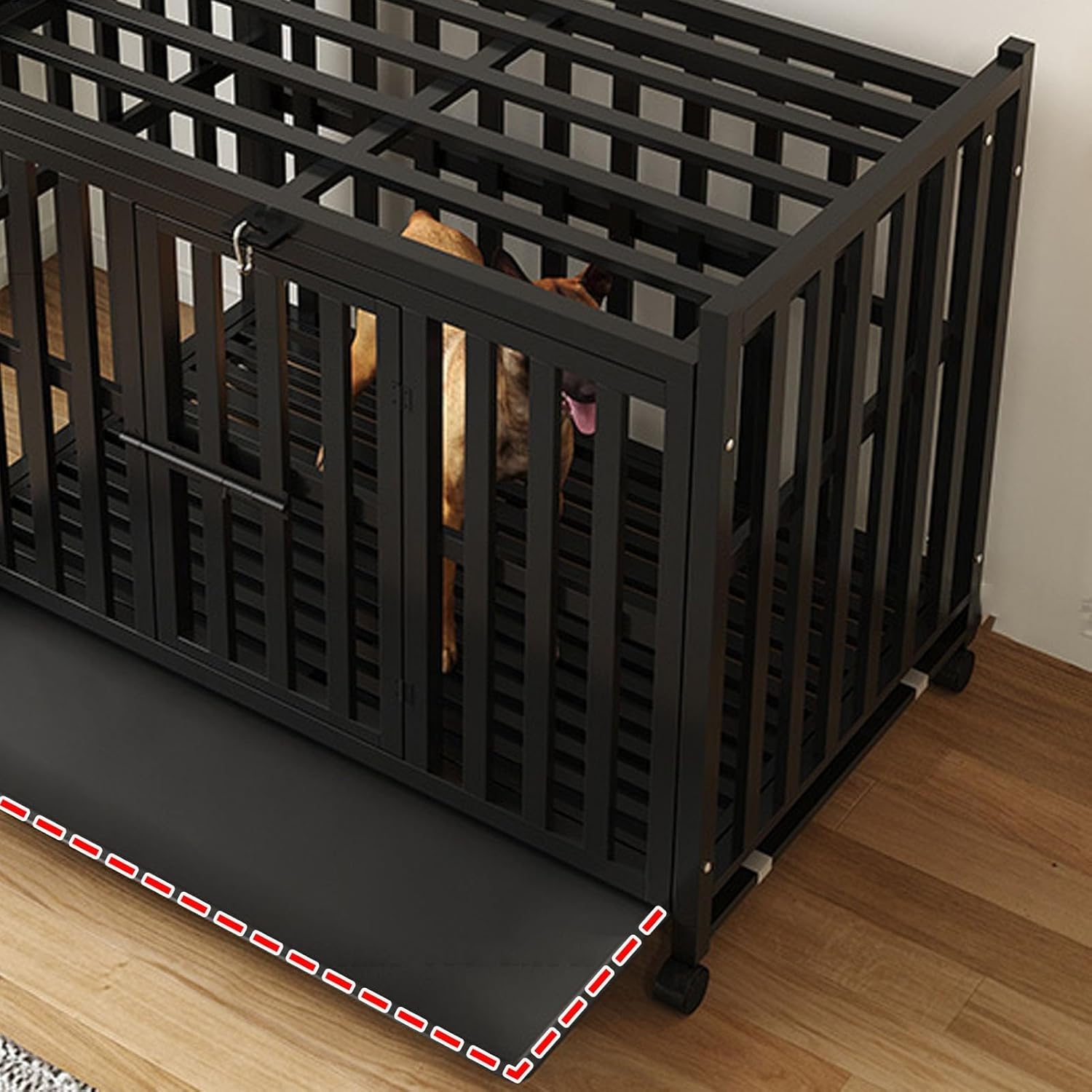 Indoor Cat Cage, Black Iron Cat Enclosures, with 4 Swivel Casters Indoor Cats Cage, Bold Encryption Square Tube Cats Playpen(42.1x26.7x38.1in)