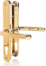 UPVC Door Handles Set Suits Fullex Locks - Polished Brass - Lever/Lever - 68mm PZ (Centres) - 215mm Screw to Screw - Backplate 245mm X 32mm - UPVC Door Handle - Brass Replacement PVC Door Handle