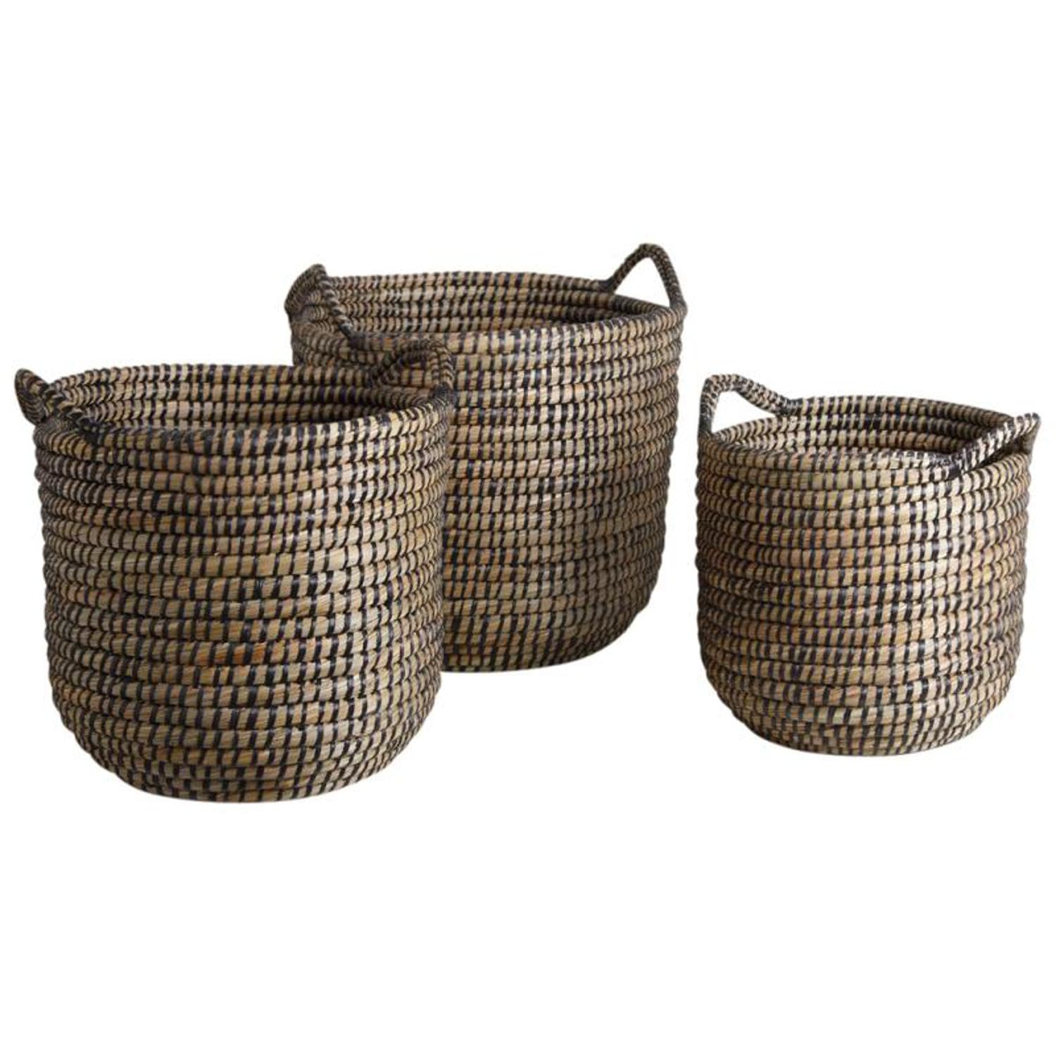 Cache-Pot Jonc de Mer AUBRY GASPARD : Lot de 3 Panier Plante Naturel