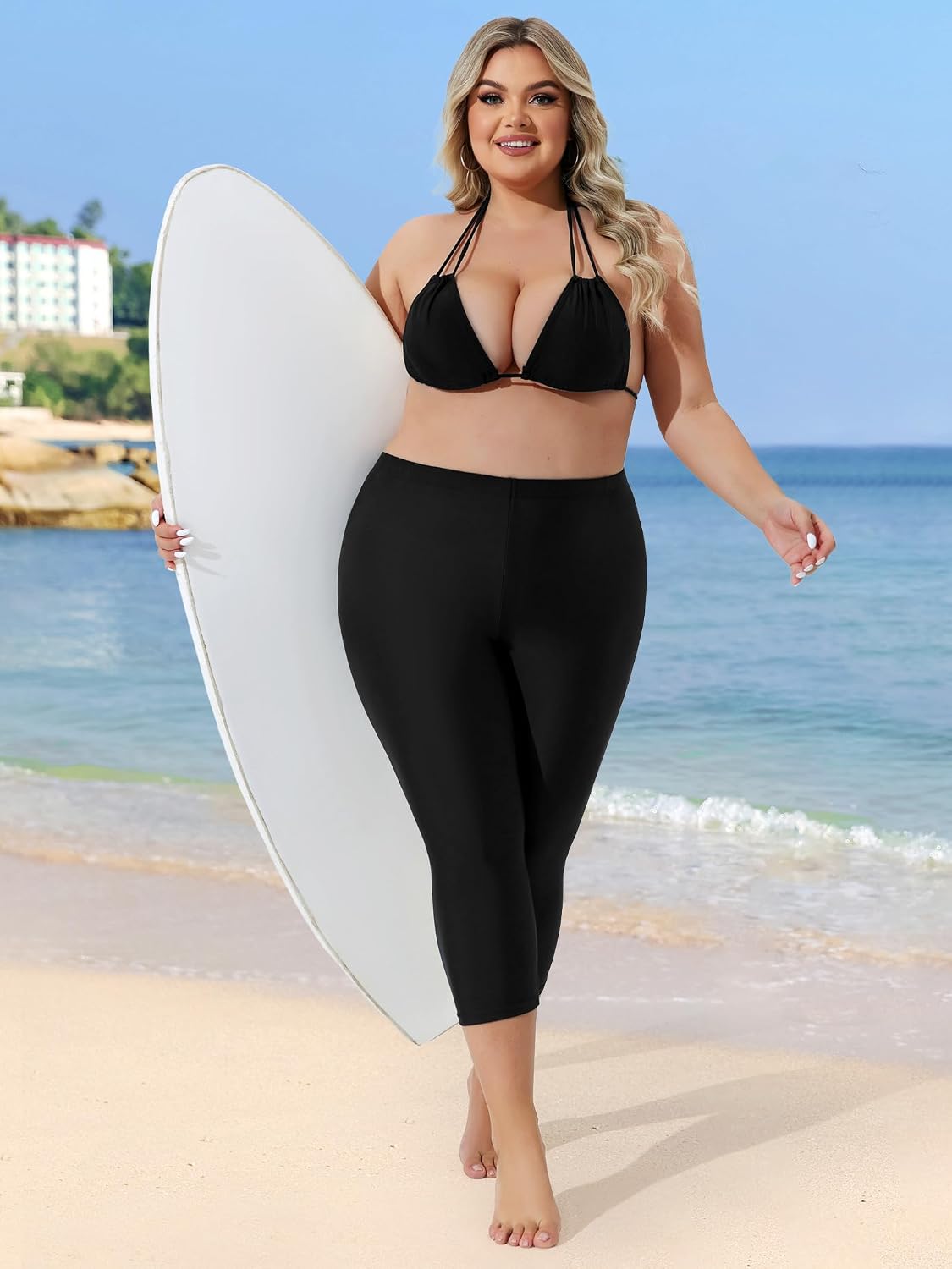 ATTRACO Swim Pants for Women High Waisted Swim Capris Swim Shorts Swimming Leggings
