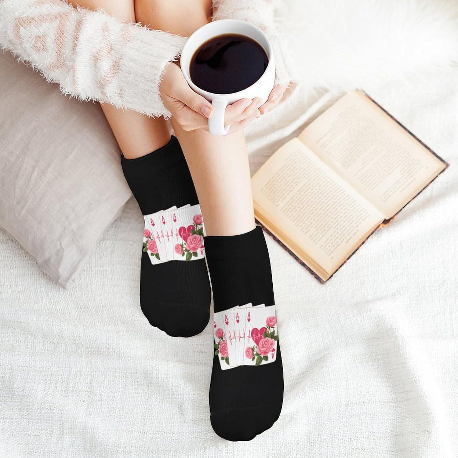 Poker Player Heartbeat Socks for Men Women 5 Pairs Ankle Socks