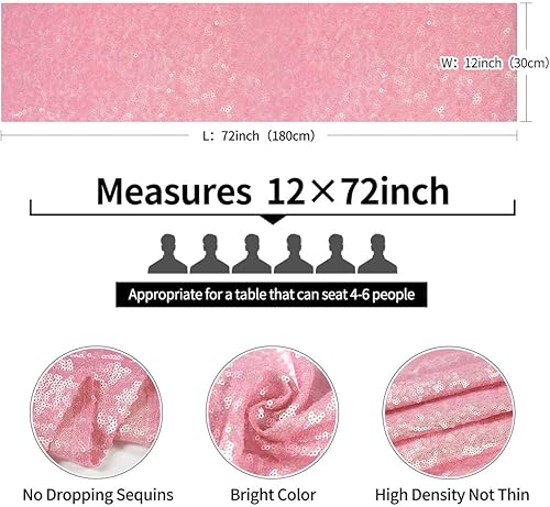 Miniatura 3 de Pufogu - Camino de mesa de lentejuelas brillantes de 12 x 72 pulgadas para fiestas de cumpleaños, decoración de bodas, despedidas de soltera,