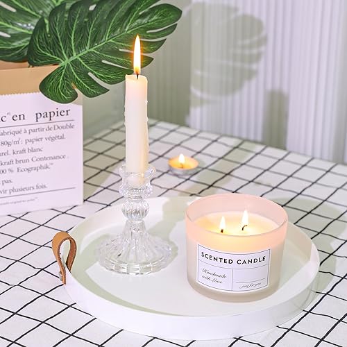 Miniatura 61 de Paquete de 6 tarros de vela de 16 onzas, 3 mechas de vidrio negro mate con tapas de bambú para hacer velas, contenedor grande de vela de boca ancha