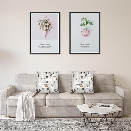 Miniatura 7 de Camel Llama Throw Pillow Covers 18x18 Set of 2 for Sofa Couch Bed Home Decor, Farmhouse Alpaca Cactus Throw Pillow Cases with Zipper