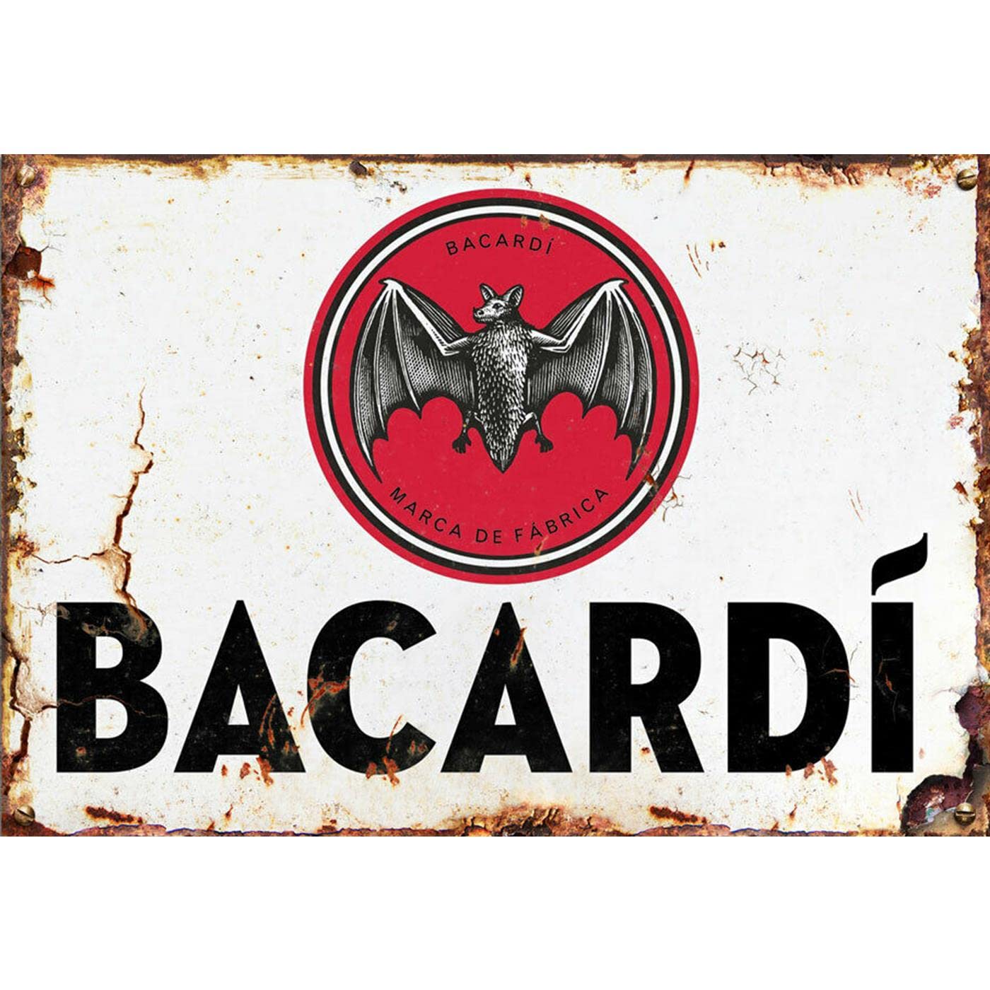 Sawfish® Bacardi Rum Kitchen Wall Decor Metal Sign Retro Vintage Wall Tin Plaque 10x15cm 20x15cm 20x30cm 30x40cm 40x60cm for Pub Shed Bar Office Man Cave Home Bedroom Dining Room Kitchen