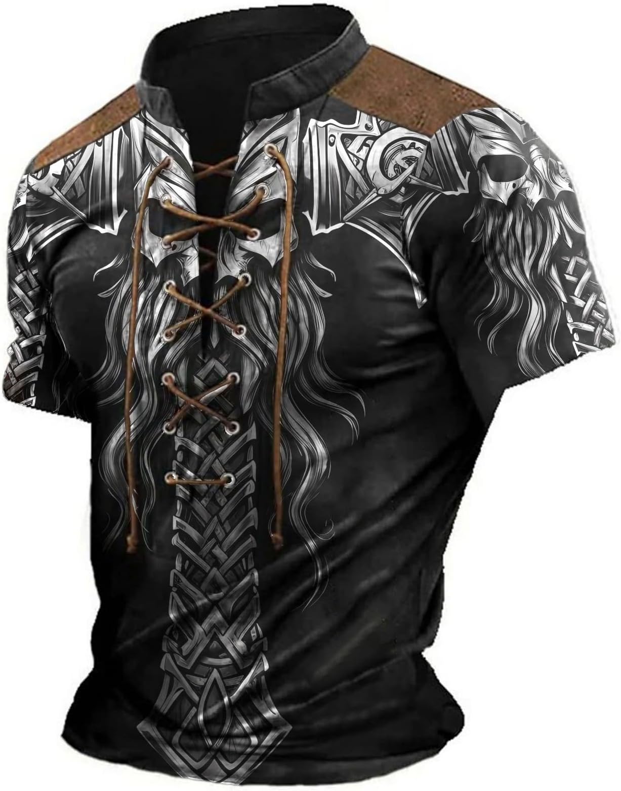 Tactical Shirts for Men Short Sleeve Lace Up Pullover Big and Tall Military Novelty Quick Dry Gym Workout Shirts