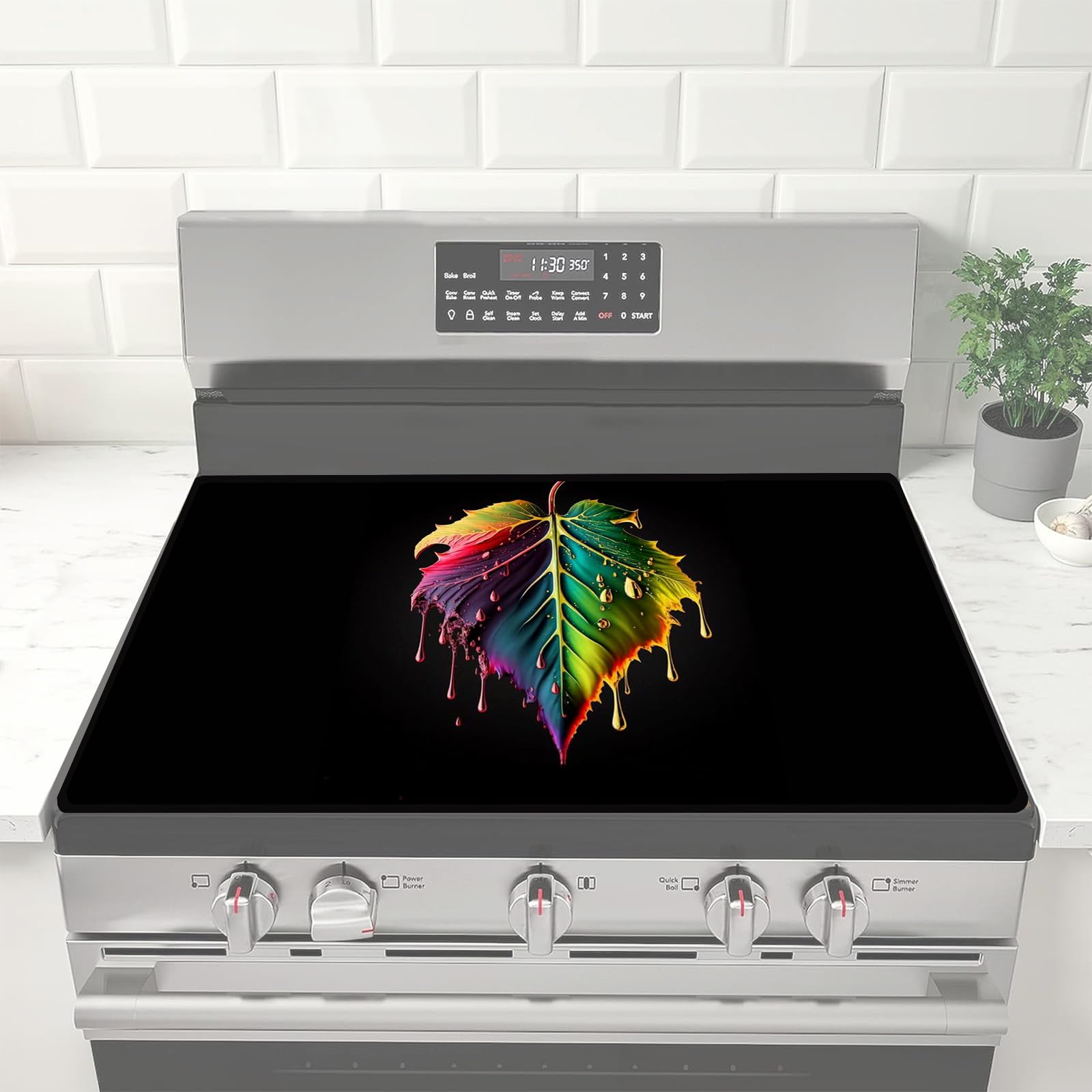 Stove Cover| Electric Stove Top Cover28inx 20in | Heat Resistant Glass Stove Top Cover For Electric Stove | Thick Natural Rubber | Stove Top Cover Expands Usable Space (leaf)