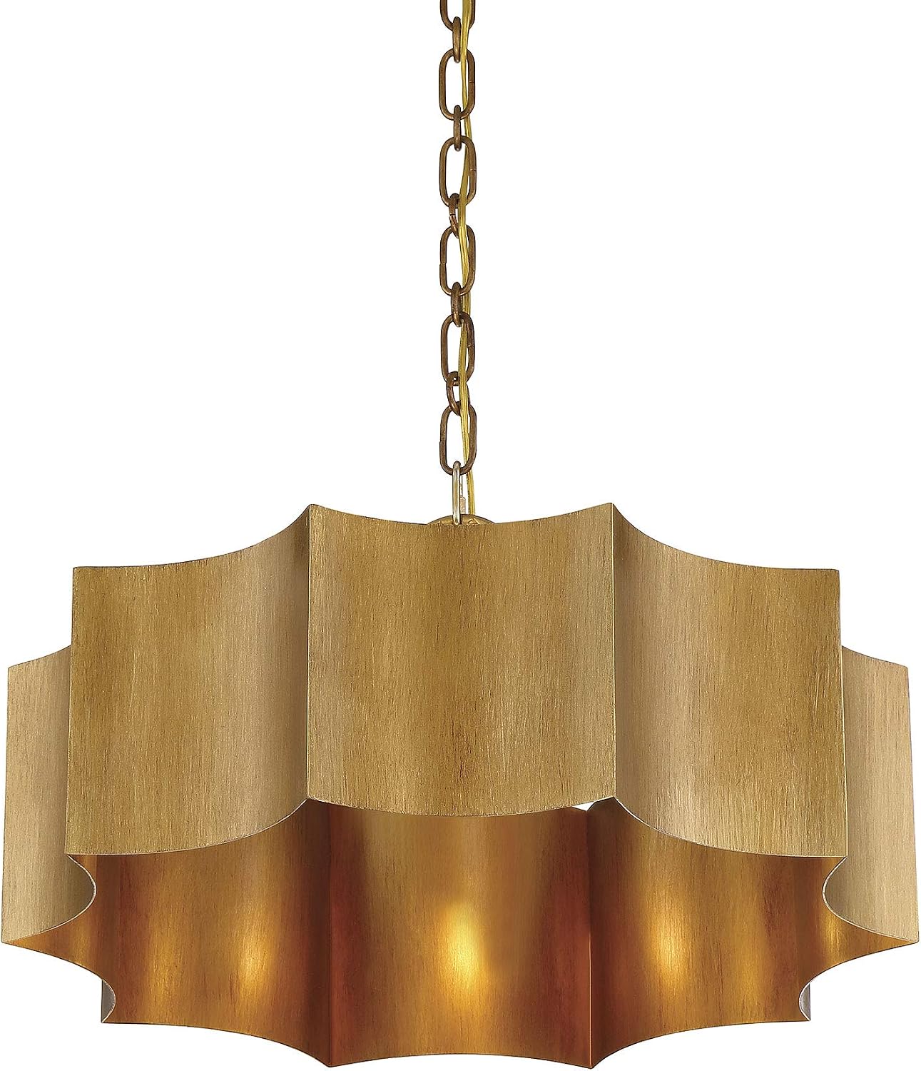 Savoy House 7-100-3-54 Shelby Mid-Century Modern Metal Pendant, 3-Light 180 Total Watts, 12" H x 23" W, Gold Patina