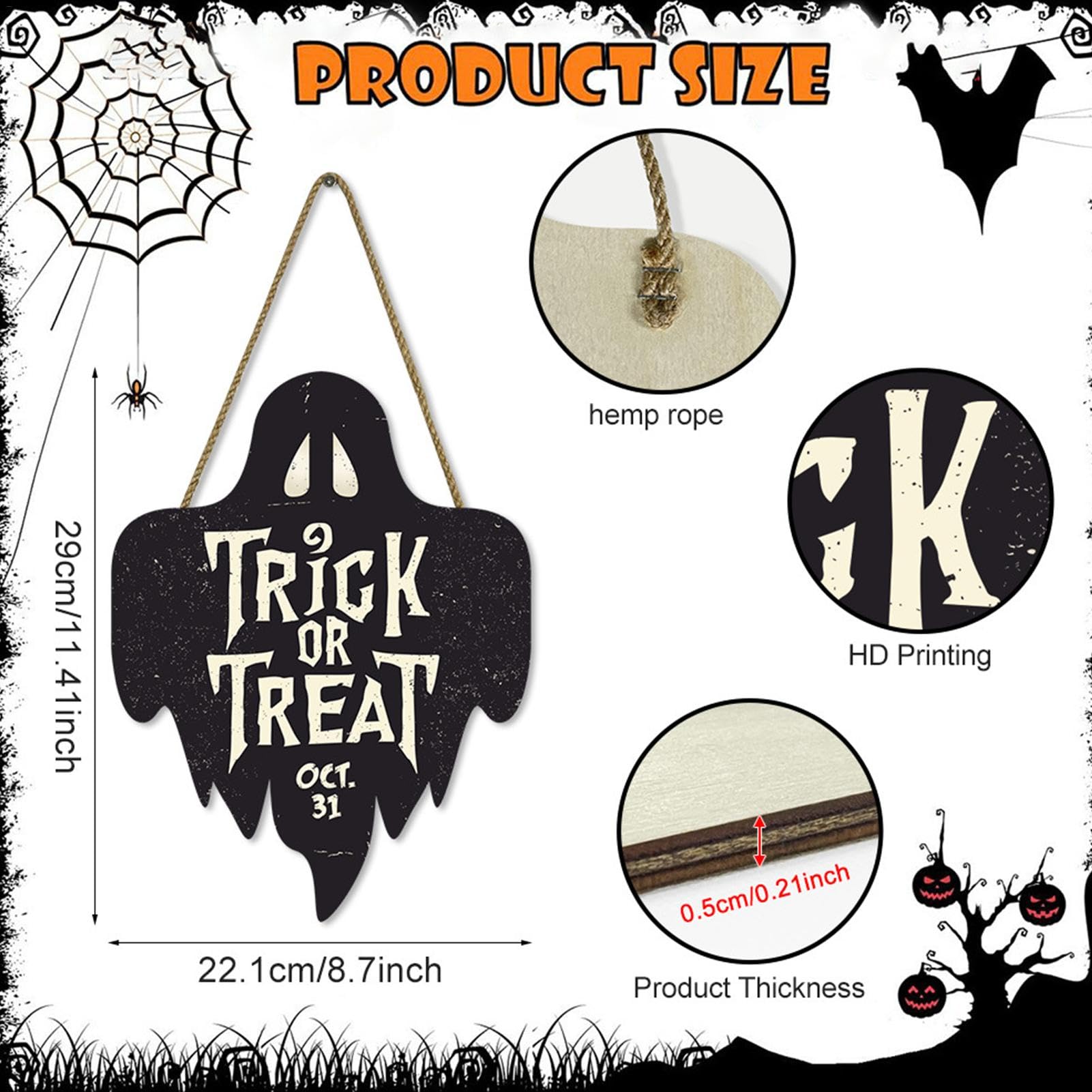 Amazon.co.jp: トリックオアトリートフロントドアサイン、トリックオア