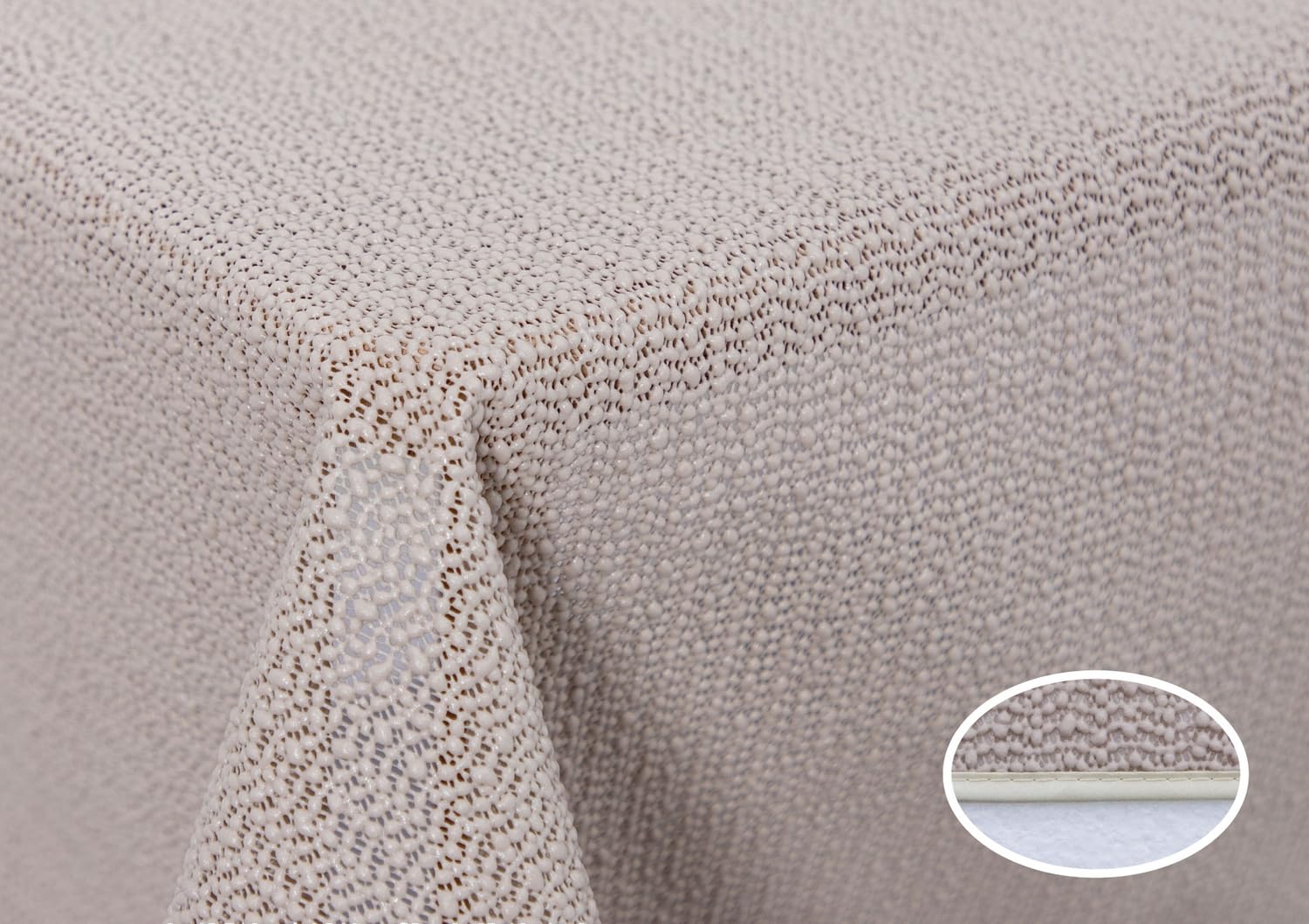 texpot Tablecloth Tablecloths 160 x 220 cm Oval Beige Garden Blanket with Hem Washable Garden Tablecloth Balcony Patio Weatherproof - Image 3
