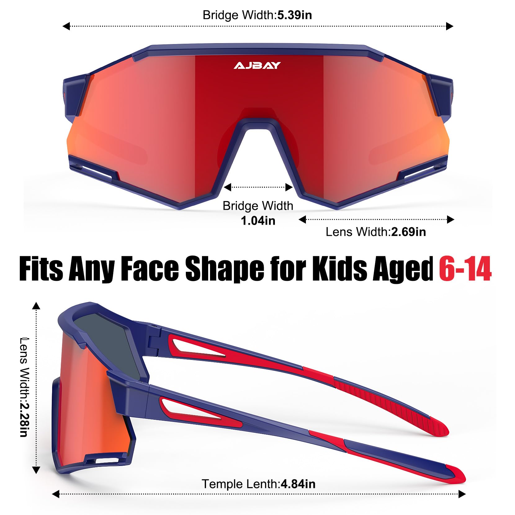 Lentes de sol polarizados para niños, lentes de sol de béisbol para jóvenes, UV400, 6-14, para niños y niñas, gafas de sol deportivas para sóftbol y ciclismo