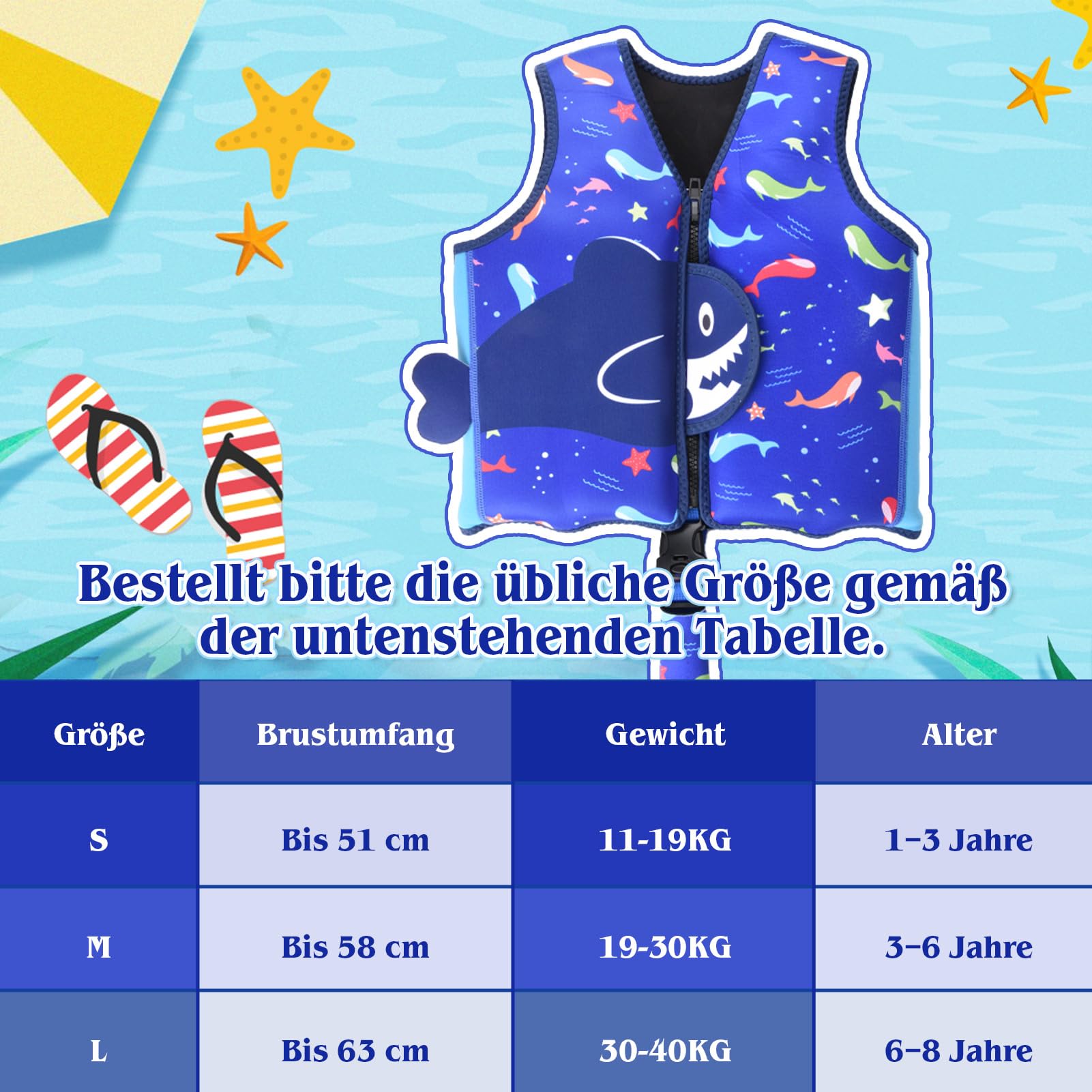 Nigecue Hochwertige Schwimmweste aus Neopren, ideale Schwimmhilfe für Baby Kinder Jungen und Mädchen, Verstellbarem Schrittgurt, inkl. Kordelzugtasche