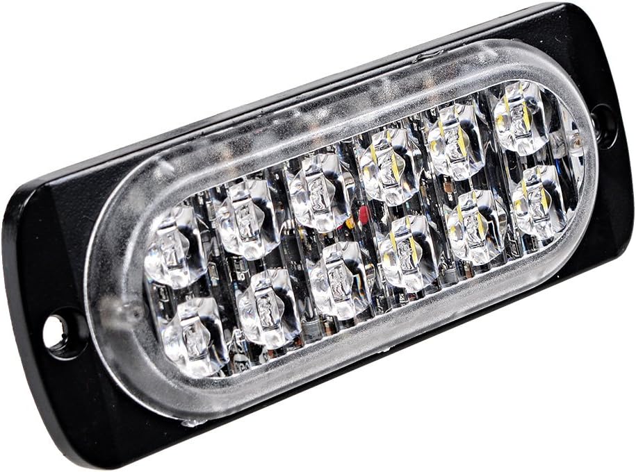 Astra Depot 4pcs White & Amber 36W 12-LED Emergency Strobe Light Head Waterproof Surface Mount Deck Dash Grille 12V-24V