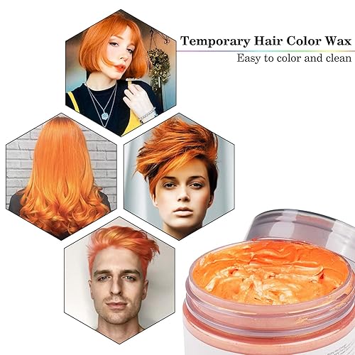 Miniatura 5 de Cera temporal para el cabello, cera natural para peinados para hombres y mujeres, fiestas, cosplay, tinte temporal para niñas y niños (naranja)