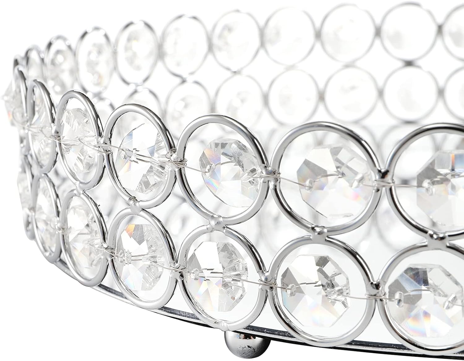 Hedume Mirrored Crystal Vanity Tray, 10 Inches Crystal Cosmetic Makeup Tray, Ornate Decorative Tray for Perfume, Jewelry and Makeup - Image 3