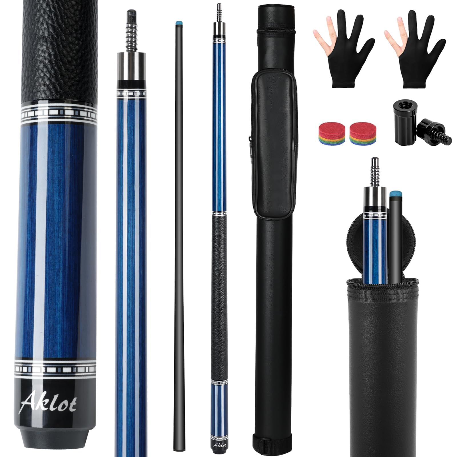 AKLOT Carbonfaser Billardqueue 147 cm 540 g, Professioneller Billard queue mit geringer Ablenkung und 12,5 mm Spitze für Erwachsene