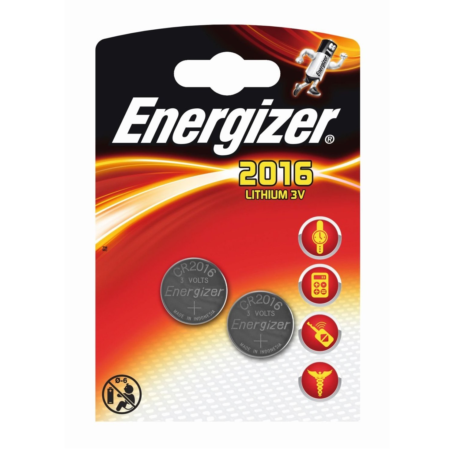 60 x Energizer CR2016 Coin Battery Batteries Lithium 3V for Watches Torches Keys