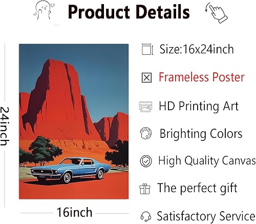 Miniatura 3 de Arte de pared de montaña del desierto, póster vintage azul para automóvil, imágenes de paisaje del suroeste de la naturaleza, desierto, arte de