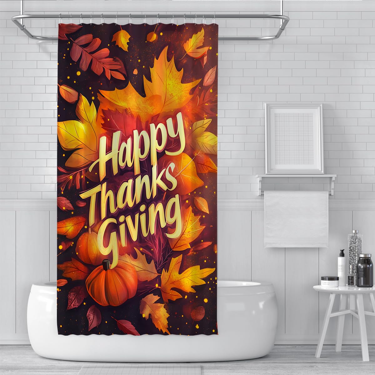 Cortina de Ducha Acción Gracias Calabaza Otoño Deko 180x220cm